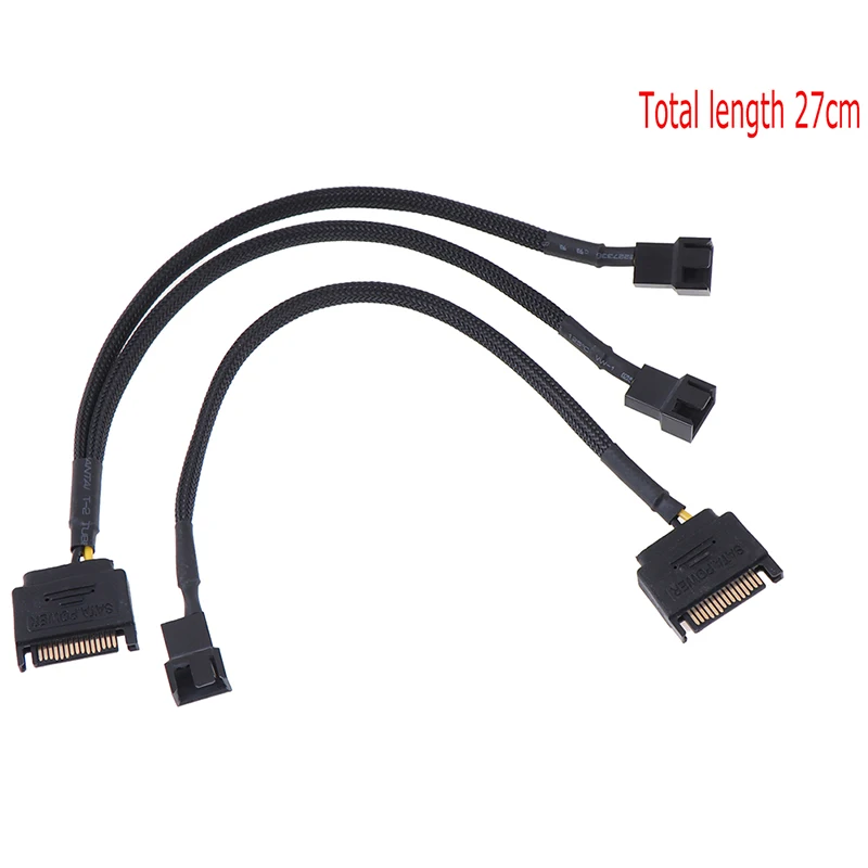 1Pc Sleeved SATA 15Pin to 3Pin 4Pin Cooling Fan Power Adapter Extension Cable Wire Cord Computer Cables Accessory High Quality