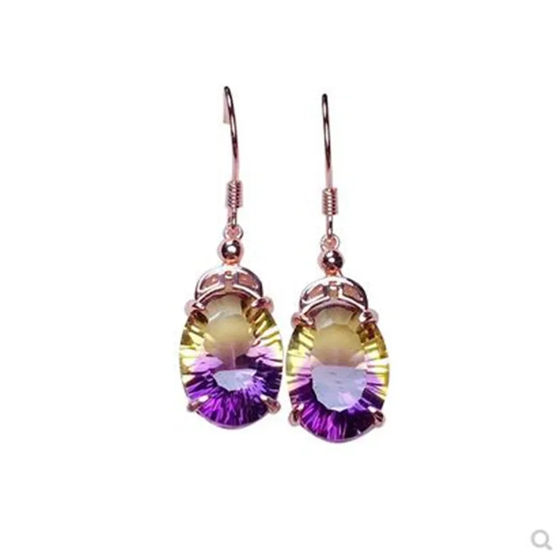 

Amethyst Earrings, earrings, Millennial cutter 925, pure silver, 18K gold plated, super large crystal gem