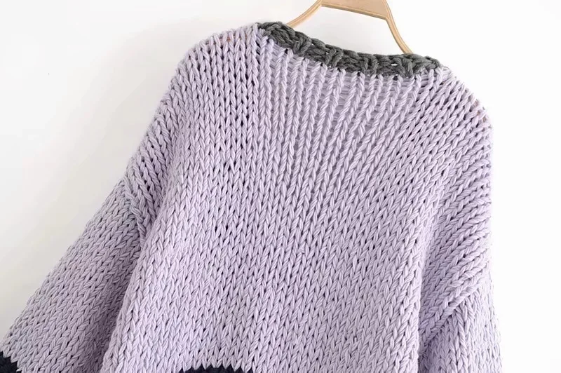 TWOTWINSTYLE мозаичное яркое цветное вязание свитер для женщин Открытый стежок фонарь рукав повседневные осенние свитера Женская мода Новинка