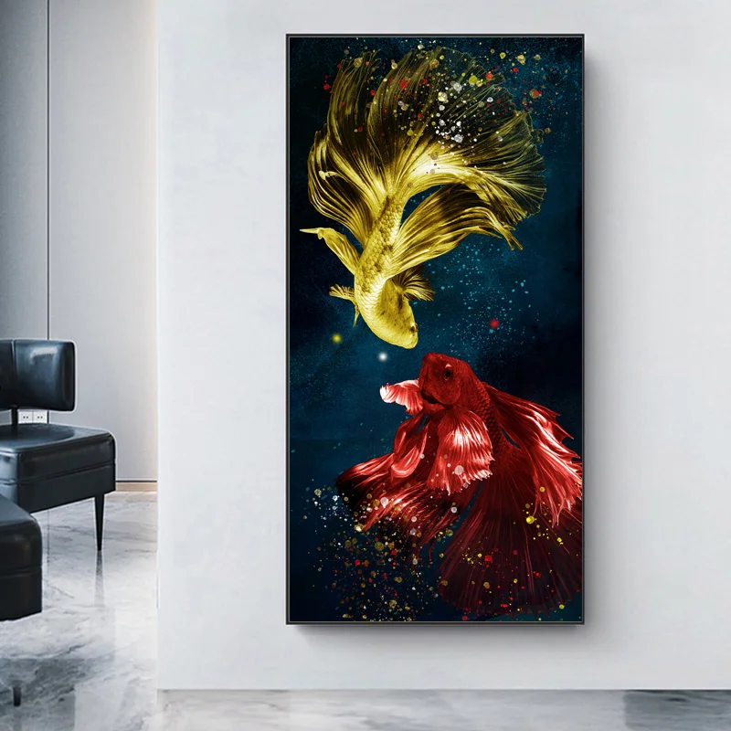 RELIABLI ART Koi Fish фэн шуй карп лотос пруд Картина на холсте настенное искусство для