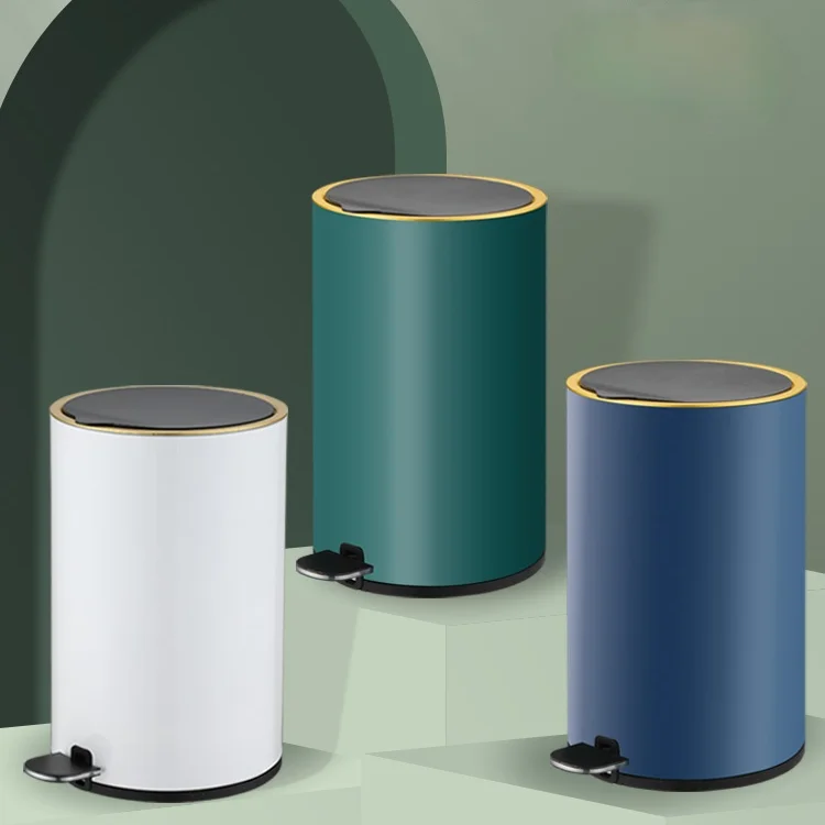 

Stainless Steel Waste Bin Food Living Room Luxury Waterproof Creative Trash Can Kitchen Storage Cubo Basura Home Products 50
