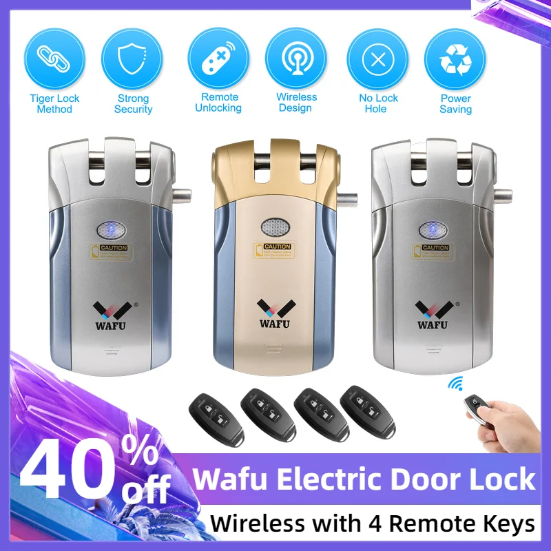 

Wafu WF-018 Electronic Door Lock Smart Lock Door Zinc Alloy Security Invisible Keyless Wireless Remote Control Electric Lock