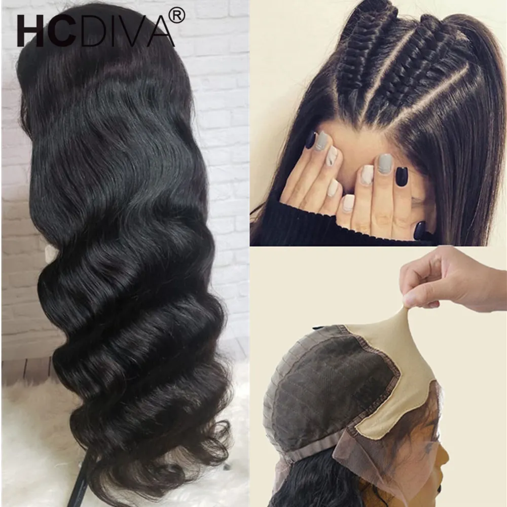

Invisible Fake Scalp Wig 13*4 Lace Front Human Hair Wig Transparent Body Wave Wig Bleached Knots Glueless Brazilan Remy Hair