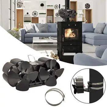 

8-Blade Twin Motor Double Heat Powered Wood Stove Fan Quiet Fireplace Stove Eco Fan for Wood Log Burner Fireplace spot