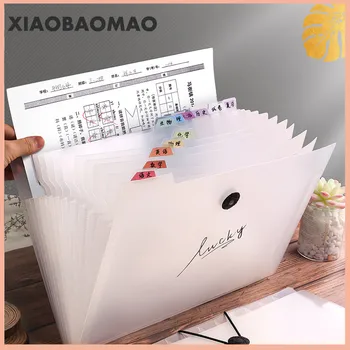 

PP Transparent A4 Document Bag Sheet Music Test Paper Bill Receipt File Bag 5/8/12 Layered Grids Pouch Folder Organizer File