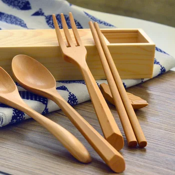 

Travel Flatware Bamboo Utensils Set Reusable Portable Cutlery Tableware Travel Supplies Camping Popular Accessories