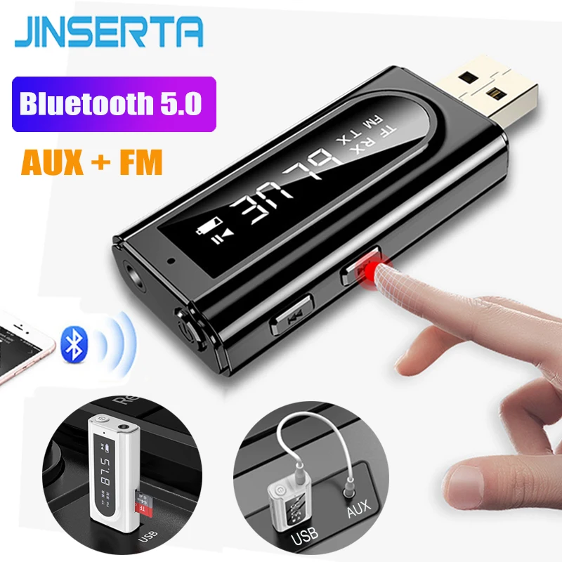 Автомобильный MP3 плеер JINSERTA Bluetooth 5 0 приемник FM передатчик AUX адаптер для