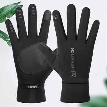 

1 Pair Safety Riding Gloves Winter Warm Touch Screen Non-slip Gloves Windproof Waterproof All-finger Cycling Gloves (Black, M)