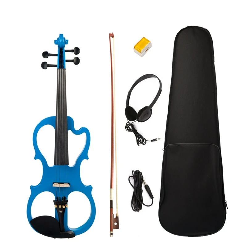 

Full Size 4/4 Solid Wood Silent Electric Violin Fiddle Maple Body Ebony Fingerboard Pegs Chin Rest