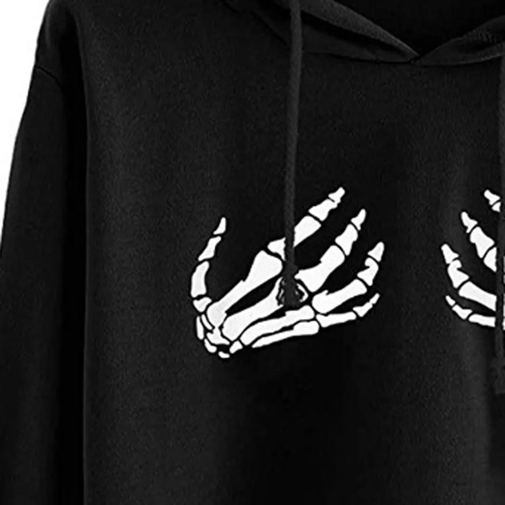 JAYCOSIN Fashion Women Casual Simple Sweatshirt Halloween Ghost Claw Print Long Sleeve Comfortable Popular Soft Crop Top Hoodie