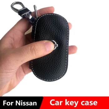 

For Nissan Tiida Qashqai X-Trail Livina Sunny Sylphy Teana Leather Car Keychain Key Fob Case Cover Key Holder Rings wallet