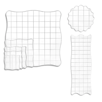 

7 Pcs Stamp Blocks with Grid Clear Acrylic Stamping Blocks Tools Decorative Stamp Blocks for DIY Scrapbooking