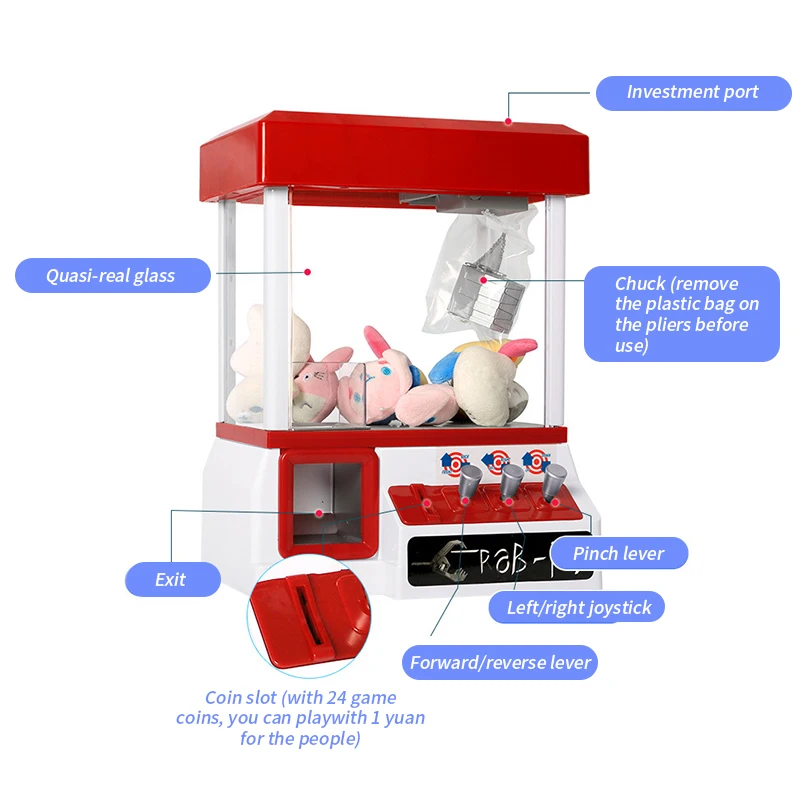Дети коготь машина музыка конфеты граббер монета игра кукла мини аркадный автомат торговый без игрушек подарок для детей