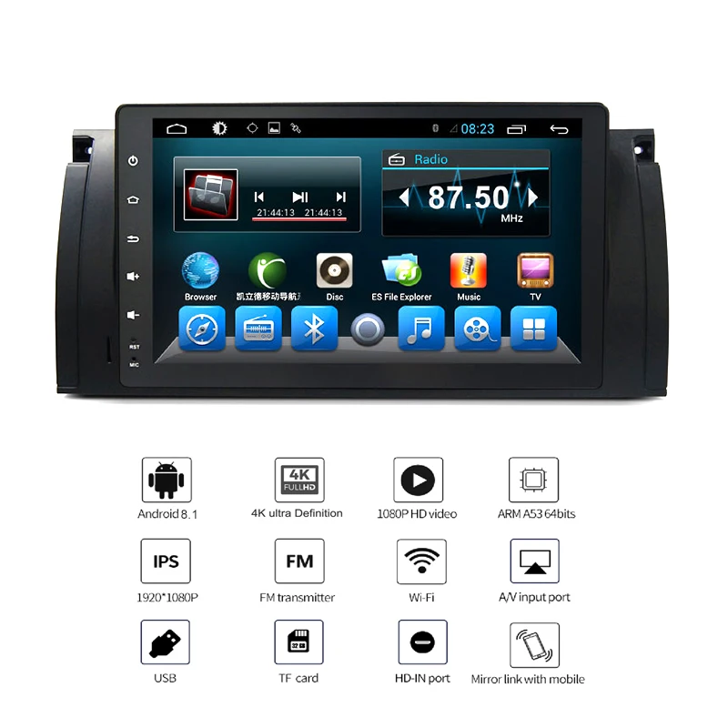 YAZH Android 9 0 Восьмиядерный автомобильный радиоприемник стерео для BMW E39 353 X5 M5 Wifi RDS