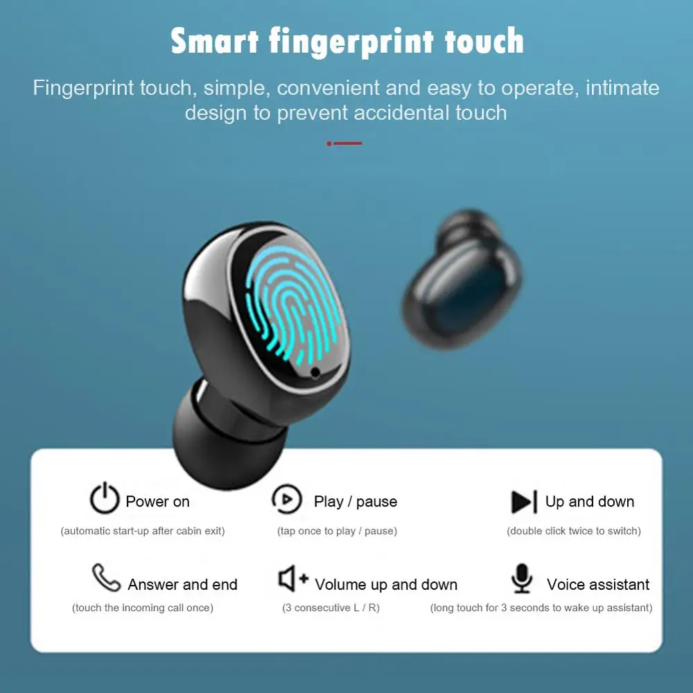 Bluetooth Headset Tws Wireless Headset Stereo Headset Ios android Mobile Phone HD Call Mini In ear Sports 5 0HIFI Supports 5 0