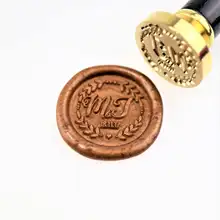 Индивидуальные инициалы с венком воск печать/Пользовательские Свадебные печати/свадебные приглашения печать/на заказ Свадебная печать