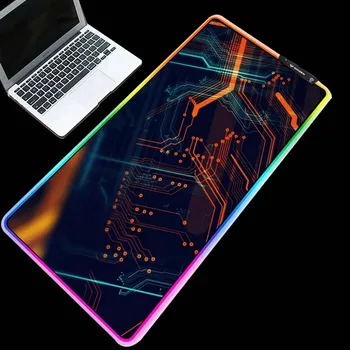 

Yuzuoan cool technology mechanical style RGB mouse pad LED backlit game non-slip keyboard pad supports customization