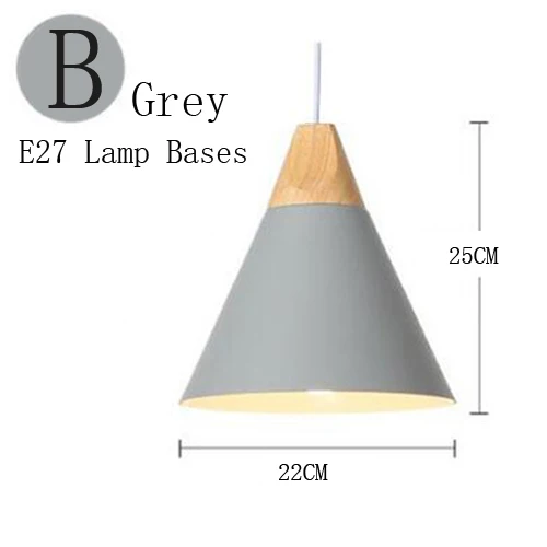 Подвесные светильники в скандинавском стиле, алюминиевый абажур, цветной кофейный, для спальни, лофт, 1,2 м, кабель, внутреннее освещение, светодиодный, деревянный, E27, подвесной светильник - Цвет корпуса: Model B Grey