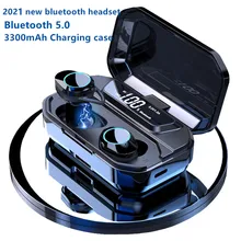 Écouteurs sans fil Bluetooth 5.0 TWS, commande tactile de musique 9D, oreillettes étanches IPX7, casque d'écoute avec boîte de charge 3300mah