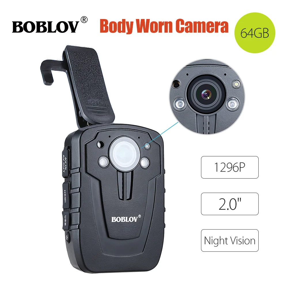 BOBLOV HD31-D Mini Camara 32/64GB Ambarella A7 Body Camera Police 33MP 10m Night Vision 1296P HD видеорегистратор IP66 камера |