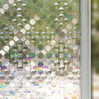 

WXSHSH Window Film Privacy 3D Bubble Decorative Stained Glass Rainbow Effect Self Adhesive Glass Sticker Static Cling Block UV