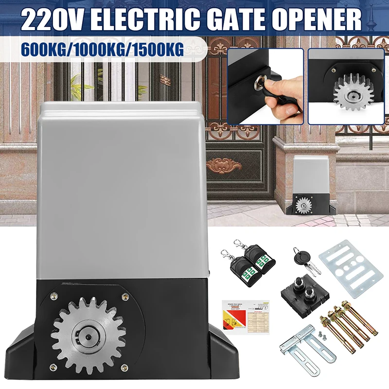 

600kg/1000kg/1500kg Electric Sliding Gate Motor Opener Villa Electric Door Gate Opener Motor Wireless Remote Control Kit 220V