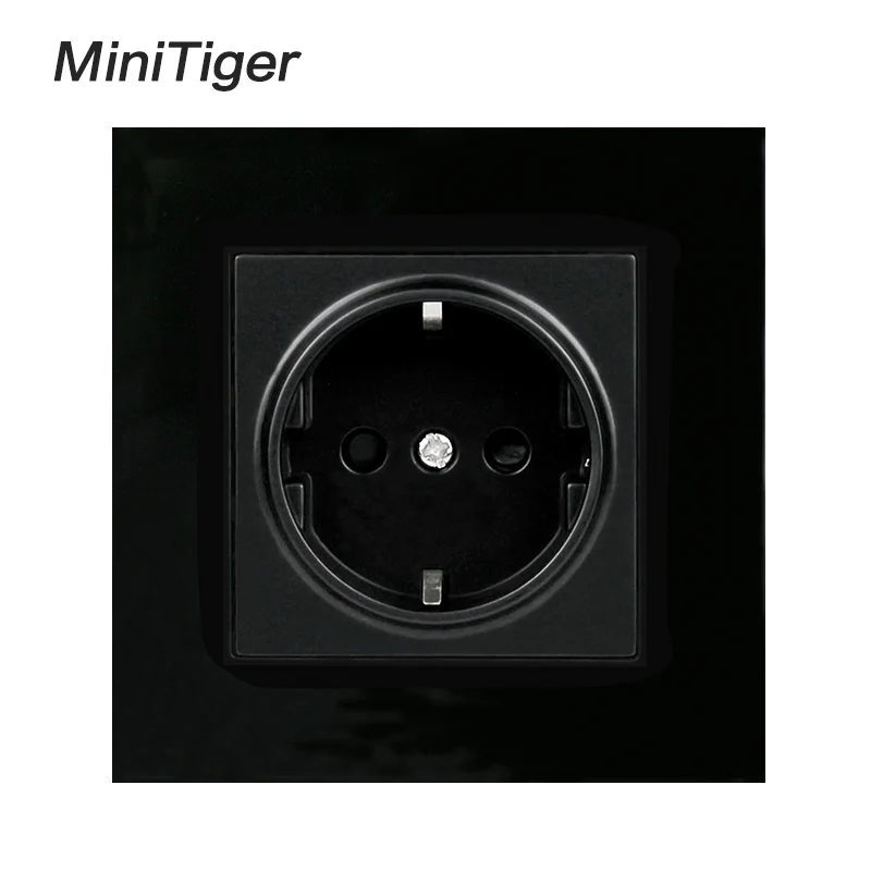 Minitiger Белая настенная пластиковая панель 1 банда розетка заземленная, 16А стандарт ЕС Электрический двойной выход 86 мм* 86 мм - Тип: Black