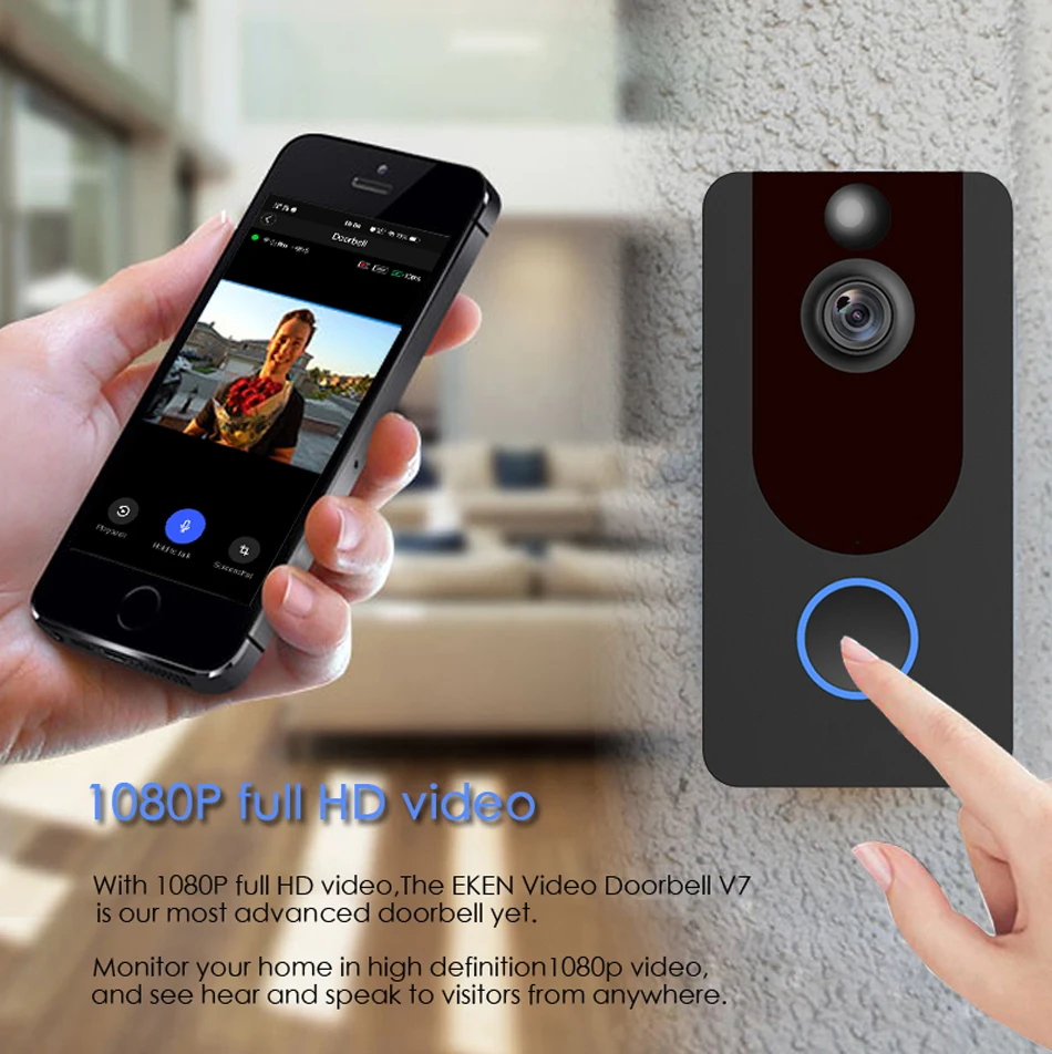 Eken V7 Hd 1080p Smart Wifi Video Doorbell Camera Visual Night