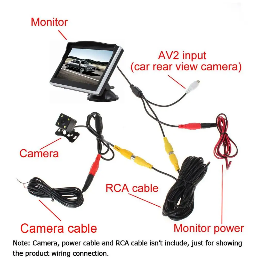 XYCING 5 дюймов TFT lcd 800*480 HD экран автомобильный монитор с резиновой вакуумной чашкой кронштейн+ цветной задний вид автомобиля резервная камера