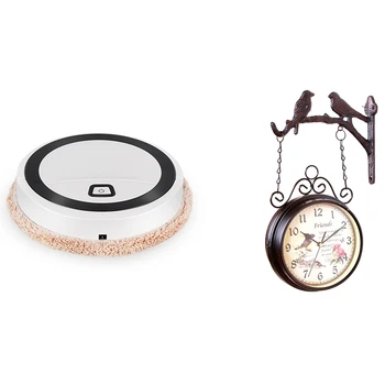 

Double Sided Wall Clock Monochrome Two Side Bird Iron Quartz Antique & Robot Vacuum Cleaner Dry ing and Wet Mopping