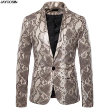 KLV пиджак мужской повседневный приталенный костюм на одной пуговице деловой пиджак куртка с рисунком змеи на спине свадебное платье veste Class homme 9916