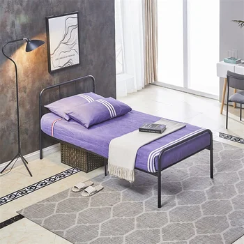 

EGGREE Milo Single /Double Bed Metal Bed Frame with 2 Headboard for Adults and Kids，Black