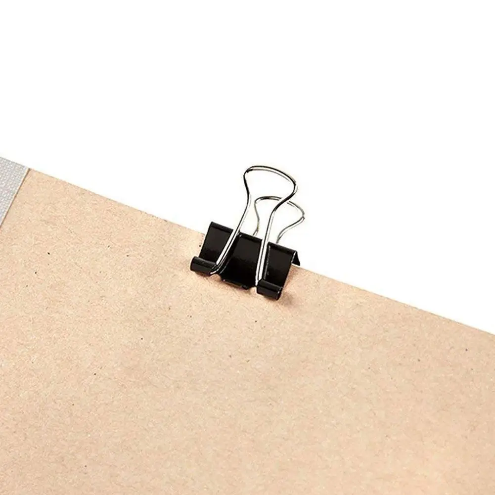 

120Pcs Metal Binder Clips File Paper Clip Photo Stationary Clip Supplies Paper File Photo Clips Office Binder Black Metal F3R1