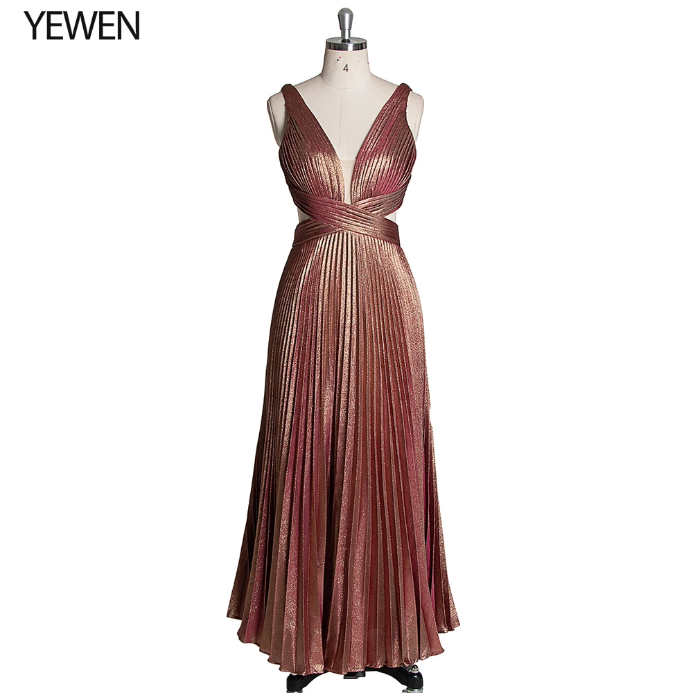 

V-Neck Sleeveless Prom Dresses 2019 A Line Sexy Backless Elegant Ankle-Length Formal Evening Party Dress Vestidos De Fiesta