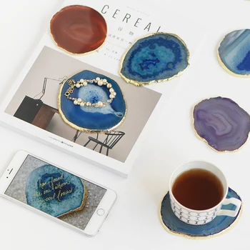 

ins Nordic wind Phnom Penh natural agate rough cup mat creative hand-made piece red wine coffee cup cup cup pad