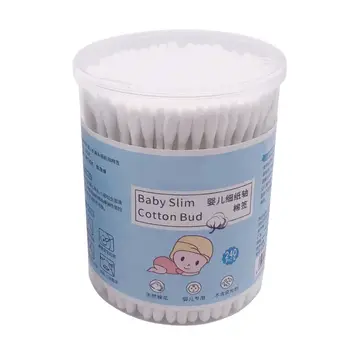 

240PCS/BOX Children Fine Paper Shaft Hygiene Double Head Care Belly Button Ear Nose Clean Cotton SwabB
