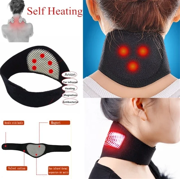 1PCS Neck Brace Поясной бандаж поддерживающий пояс турмалин самонагревающийся магнитный терапевтический Поясничный Пояс Поддержка спины Бандаж с двумя полосками - Цвет: 1PCS Neck Brace