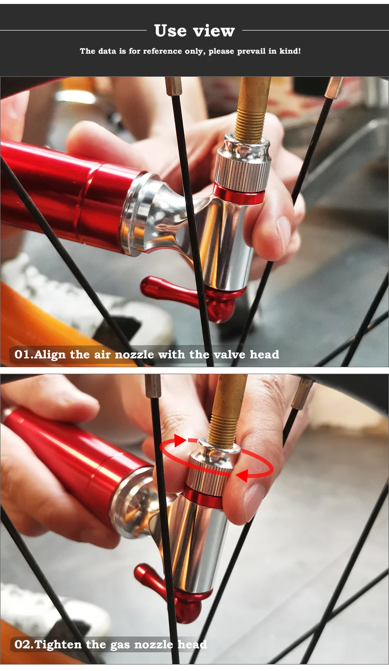 Pompe à CO2 Pour Vélo - Compatible Cartouche 16g - Double Connexion - Design Rotatif - Pour VTT Et Vélo De Route - Portable