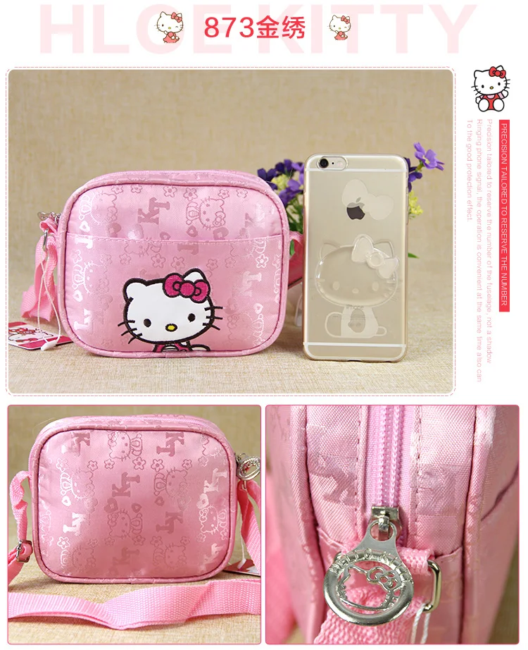 Hello kitty/Повседневная сумка на плечо для девочек; модные водонепроницаемые детские сумки; закрылки; Кошелек для монет