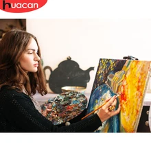 HUACAN краски ing по номерам фото на заказ краски картины для рисования холст окраска краски ing девушка СЕМЬЯ DIY подарок домашний декор