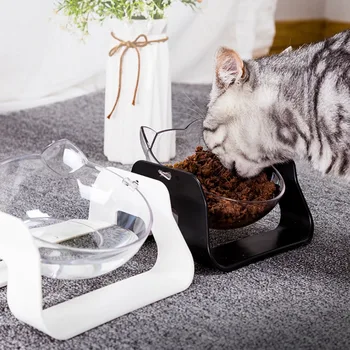 

Pet Cat Bowl Adjustable Elevated Food Water Bowl Raised Stand Food Detachable Cute Cat Shaped Food Water Bowl for Cat Small Dog