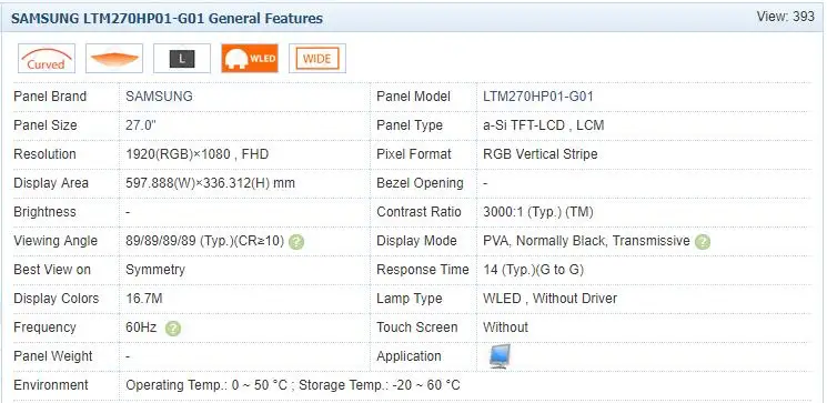 Оригинальный Новый ЖК-экран LTM270HP01 для Dell Sansung изогнутый дисплей