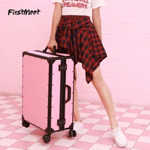 Модный розовый/белый/черный багаж на колесиках, алюминиевая рама 20/24 дюймов, устойчивый к царапинам чемодан, Спиннер для переноски ПК, дорожный Багаж