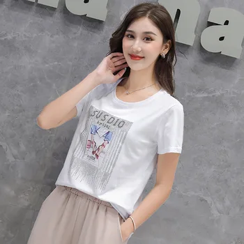 

L T-shirt WOMEN'S Short Sleeved 2020 New Style Loose-Fit Printed Hot