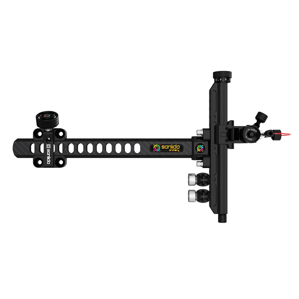 Sanlida Archery X10 Recurve Bow Sight Optical Fiber Pin 9 Inches CNC Carbon Bar Professional Target Shooting Aim Tool