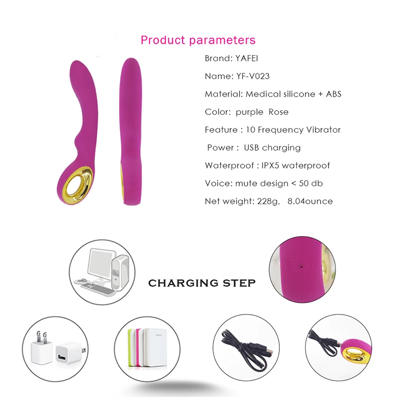 10 velocidades de silicona recargable USB potente varita AV masaje G vibradores de punto estimulado