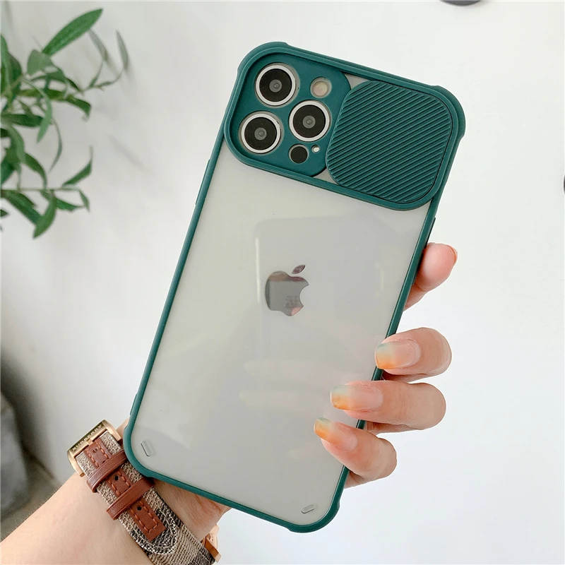 cool iphone 12 mini cases Slide Camera Lens Protection Case For iPhone 11 12 13 Mini Pro XS Max X XR 6 6S 7 8 Plus SE2 Transparent Shockproof Bumper Cover case iphone mini 12