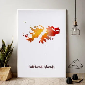 

Falkland Islands map watercolor Map Modern City Canvas Art Print Wall Pictures for Living Room No Frame