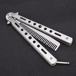 Cuchillo de mariposa plegable para principiantes, herramienta de entrenamiento de práctica de mariposa portátil, peine de acero, hoja de mariposa