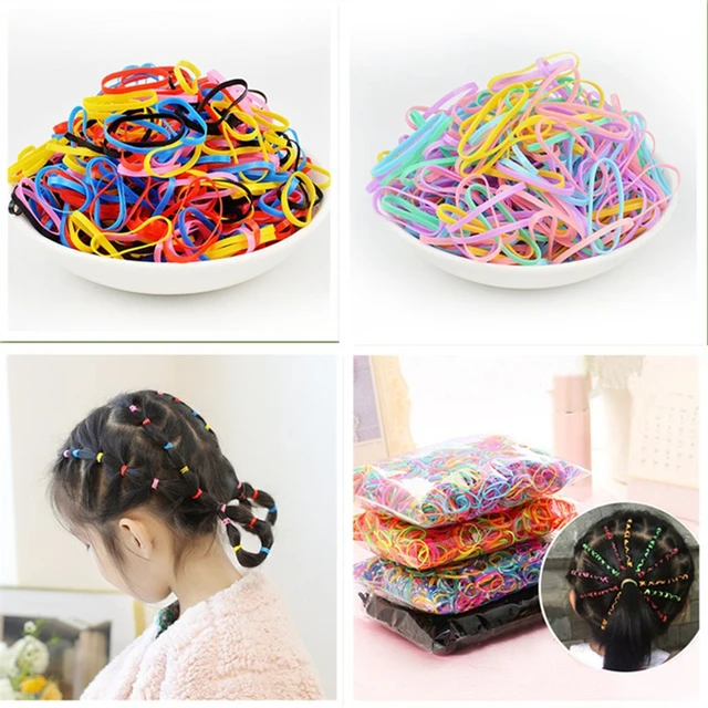 1000/box Kids Disposable Transparent Hair Tie Girls Elastic Rubber Bands  For Bracelets Baby Colorful Hair Rope accessories - AliExpress